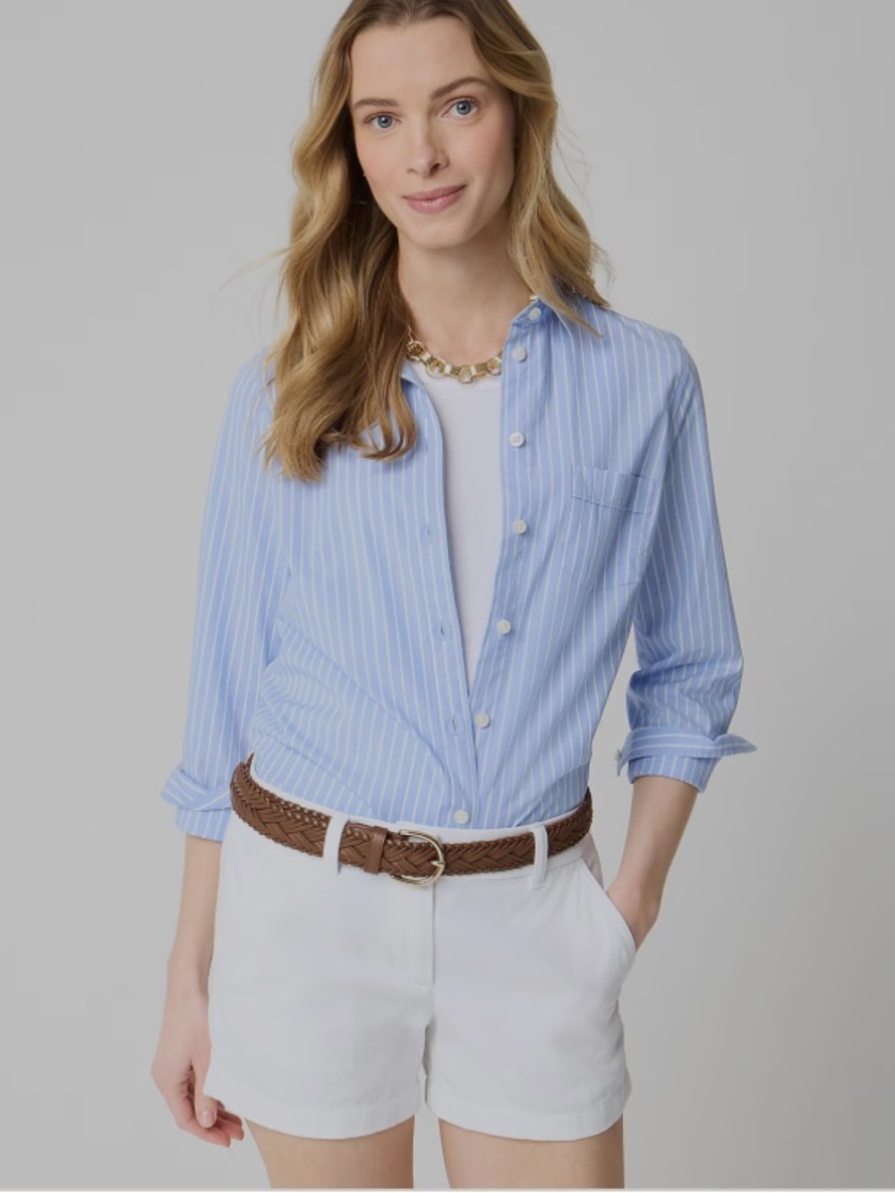 J. Crew Factory 3.5" Classic Chino Short White Cotton Breathable Preppy Size 8